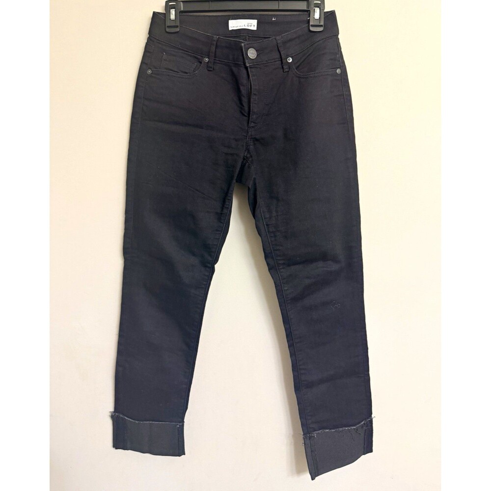 Ann Taylor LOFT Black Cuffed Straight Leg Pants Size 4